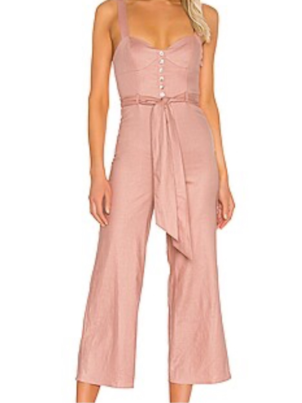 Privacy Please Womans Faye Sleeveless Pink Wide-Leg Jumpsuit with Tie Waist M